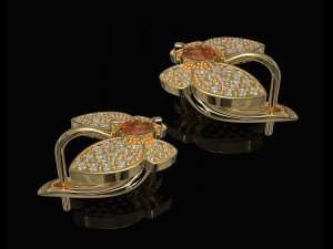 simple butterfly earrings with diamond 3D Print Model