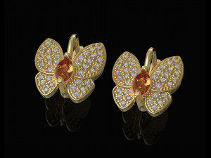 simple butterfly earrings with diamond 3D Print Model