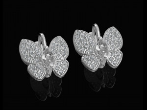 simple butterfly earrings with diamond 3D Print Model