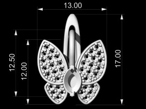 brincos simples de borboleta com diamante Modelo de Impressão 3D