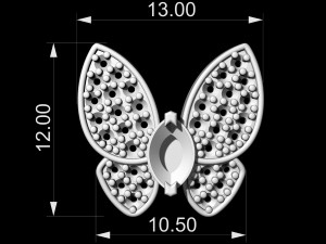 simple butterfly earrings with diamond 3D Print Model