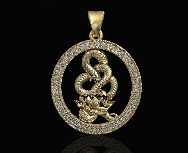 snake with flower-gemstones pendant Modelo de impresión 3D .c4d .max .obj .3ds .fbx .stl .blend