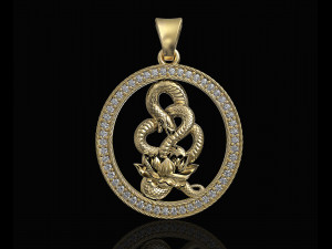 snake with flower-gemstones pendant 3D Print Model