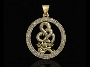 змія з підвіскою з квітами та дорогоцінним камінням 3D Принт Модель