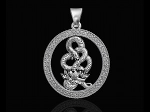 snake with flower-gemstones pendant Modelo de impresión 3D