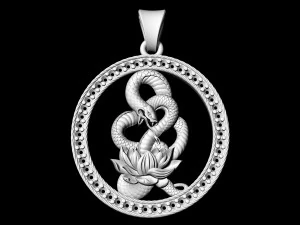 snake with flower-gemstones pendant 3D Print Model