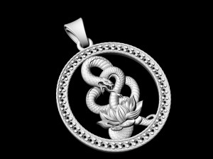 snake with flower-gemstones pendant Modelo de impresión 3D