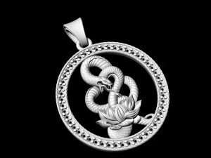 snake with flower-gemstones pendant 3D Print Model