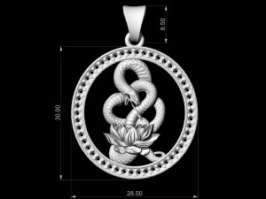 snake with flower-gemstones pendant 3D Print Model
