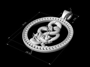 snake with flower-gemstones pendant Modelo de impresión 3D