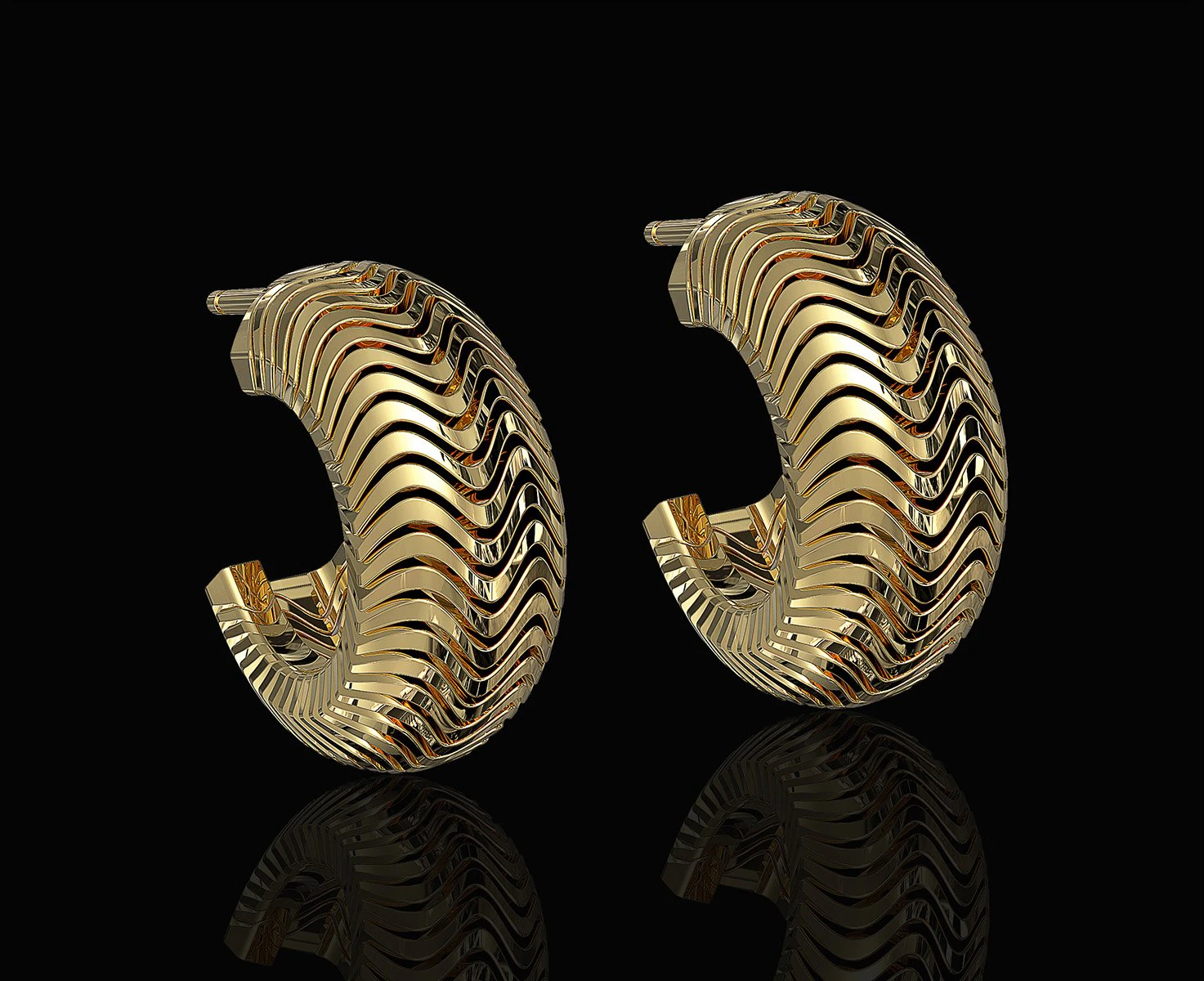 deep waves earrings 3D Print Model .c4d .max .obj .3ds .fbx .stl .blend 