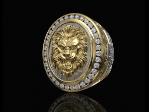lion ring with diamond 3Dプリントモデル