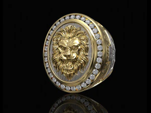 каблучка з левом з діамантом 3D Принт Модель