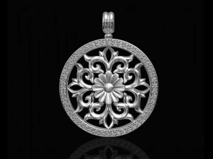 gothic floral pendant with diamond frame 3D Print Model