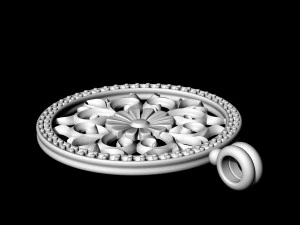 gothic floral pendant with diamond frame 3D Print Model