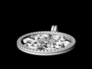 gothic floral pendant with diamond frame 3D Baskı Modeli