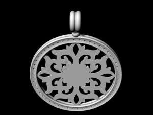 gothic floral pendant with diamond frame 3D Baskı Modeli