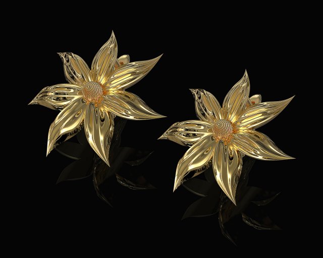 flower with long leaves earrings 3D Принт Модель .c4d .max .obj .3ds .fbx .stl .blend 