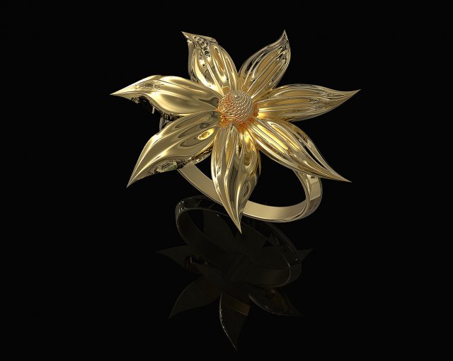 flower with long leaves ring 3D Принт Модель .c4d .max .obj .3ds .fbx .stl .blend 