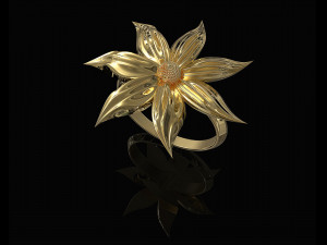 flower with long leaves ring 3D Print Model