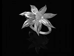 flower with long leaves ring 3D Print Model