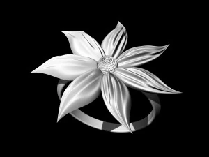 flower with long leaves ring 3D Print Model