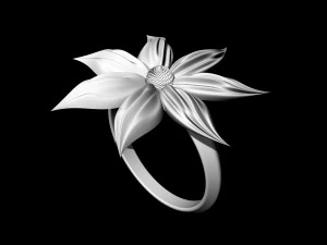 flower with long leaves ring 3D Print Model