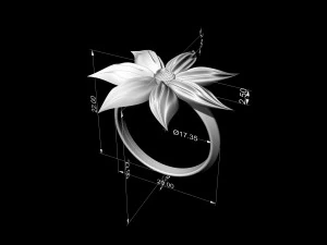 flower with long leaves ring 3D Print Model