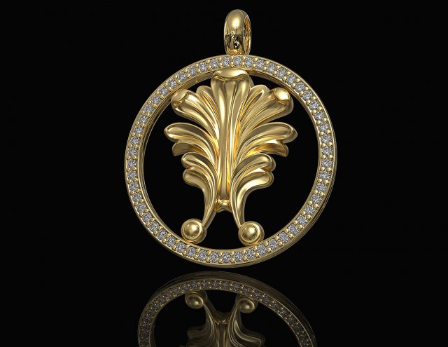 vintage leaf pendant with diamond frame 3D Принт Модель .c4d .max .obj .3ds .fbx .stl .blend 