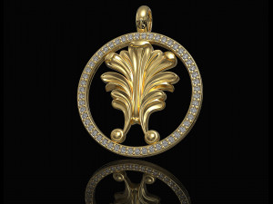 vintage leaf pendant with diamond frame 3D Print Model