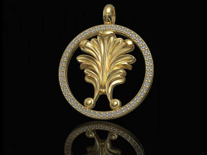 вінтажна підвіска з листя в оправі з діамантом 3D Принт Модель