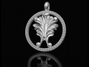 vintage leaf pendant with diamond frame 3D Принт Модель