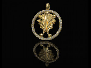vintage leaf pendant with diamond frame 3D Принт Модель