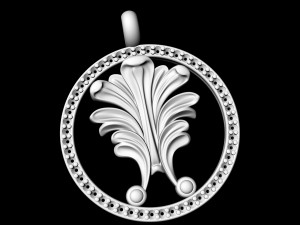 vintage leaf pendant with diamond frame 3D Принт Модель
