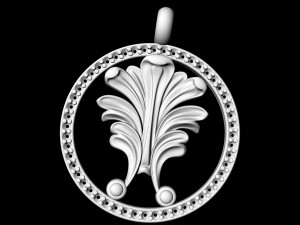 vintage leaf pendant with diamond frame 3D Принт Модель