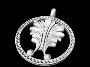 vintage leaf pendant with diamond frame 3D Принт Модель