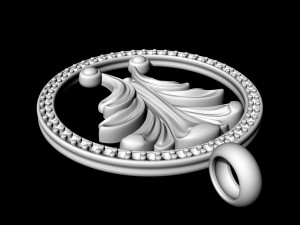 vintage leaf pendant with diamond frame 3D Принт Модель