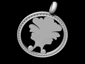 vintage leaf pendant with diamond frame 3D Принт Модель