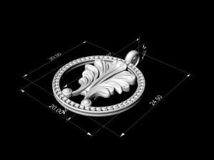 vintage leaf pendant with diamond frame 3D Принт Модель