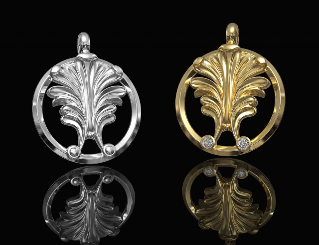 vintage leaf pendant 3D-printmodel .c4d .max .obj .3ds .fbx .stl .blend 