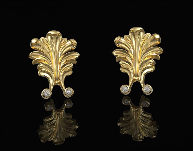 vintage leaf earrings 3D-Druckmodell .c4d .max .obj .3ds .fbx .stl .blend 