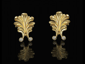 vintage leaf earrings 3Dプリントモデル