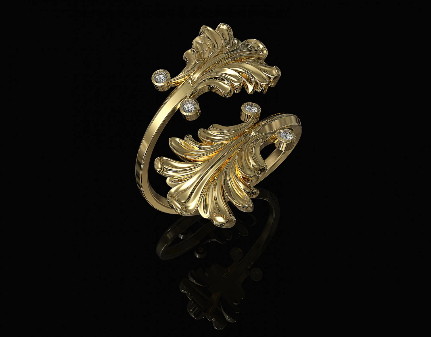 vintage leaf ring 3D Print Model .c4d .max .obj .3ds .fbx .stl .blend 