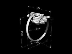 vintage leaf ring 3D Print Model