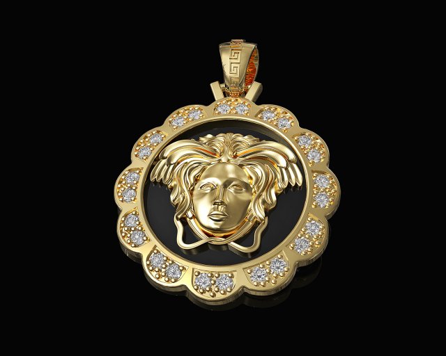 Medusa in rose pendant 3D 프린트 모델 .c4d .max .obj .3ds .fbx .stl .blend