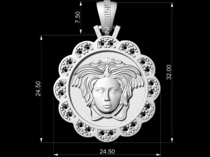 Medusa in rose pendant 3D Print Model
