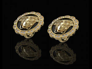 メドゥーサのバラのイヤリング 3Dプリントモデル