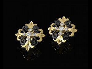 oriental flower earrings Modelo de Impressão 3D