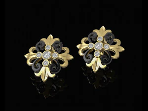oriental flower earrings 3D Print Model