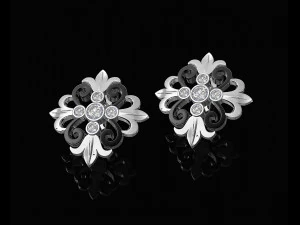oriental flower earrings 3D Print Model